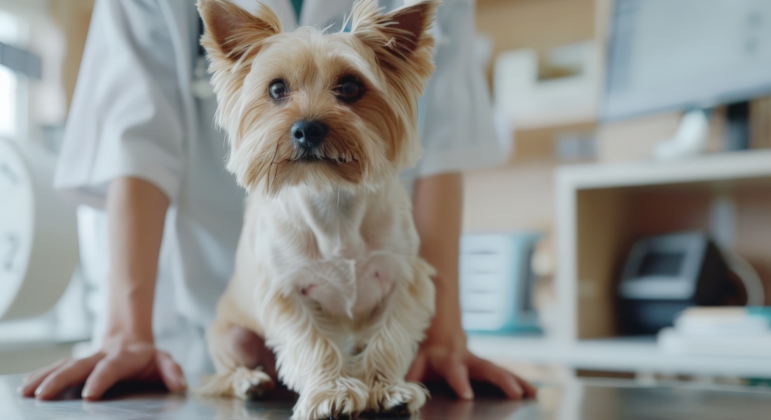 Dog at veterinary clinic