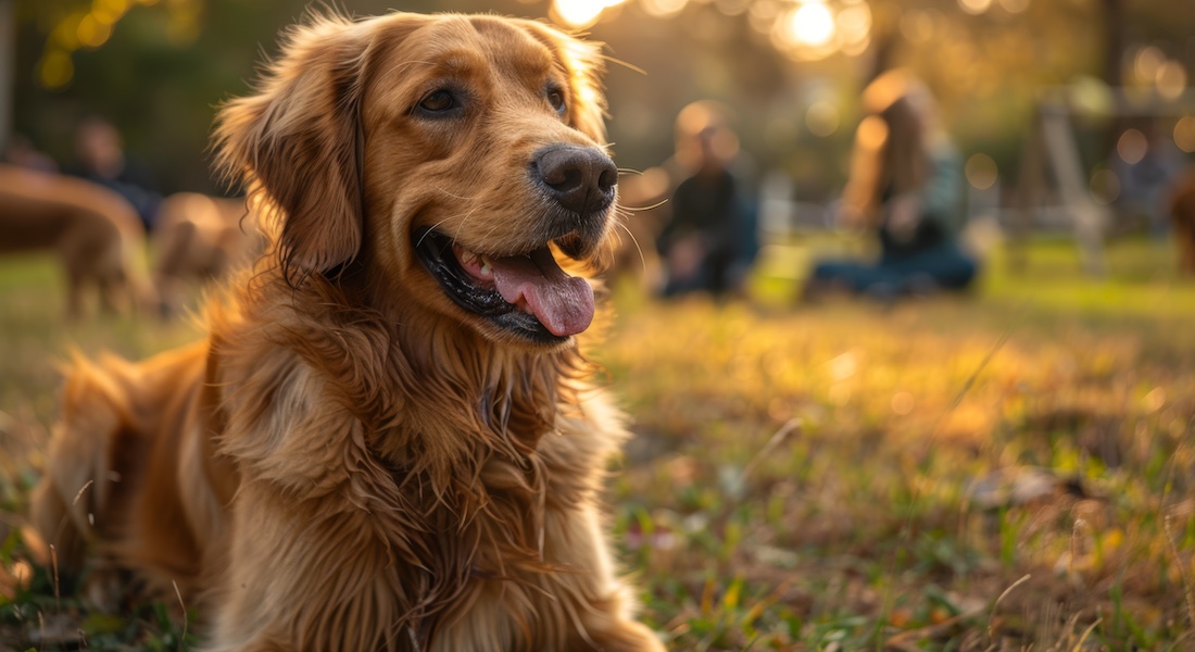 Golden retriever puppy at obedience class // Dreamstime.com